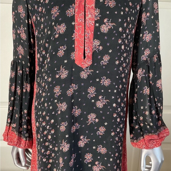 Free People Boho Blouse Size Small Floral Balloon Sleeve W Black Camisole Set - Picture 2 of 13